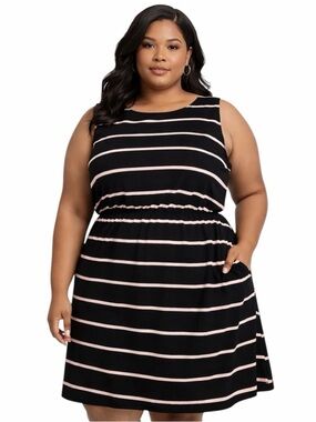 Lane Bryant sleeveless midi dress sundress plus summer A-line fun stretchy sz 20